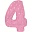 Шар (42''/107 см) Цифра, 4 в упаковке, Розовый