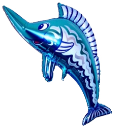 Шарик из фольги "Рыба-меч", синий, 97 см