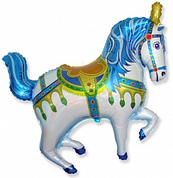 Фольгированный шарик  "Лошадь ярмарочная", 99 см, синий