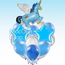 Букет из шаров "Волшебный единорог" (голубой)