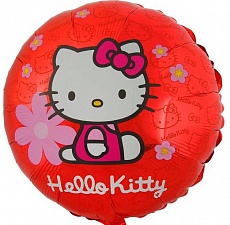 Фольгированный шар (46см) Круг, Hello Kitty