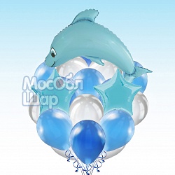 Букет из шаров  "Морская прогулка с дельфином" 