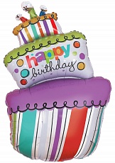Фольгированный шар "Торт с днем рождения", 107 см